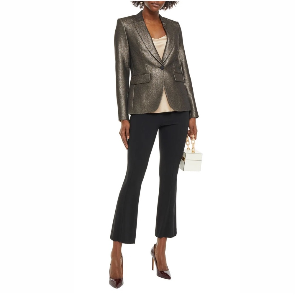 VERONICA BEARD Cutaway Dickey Lamé Blazer Bronze Size Extra Small 00 - Picture 2 of 6